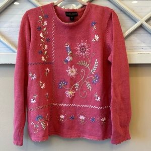Vintage Salon Studio Haband Lavishly Embroidered Floral Sweater‎